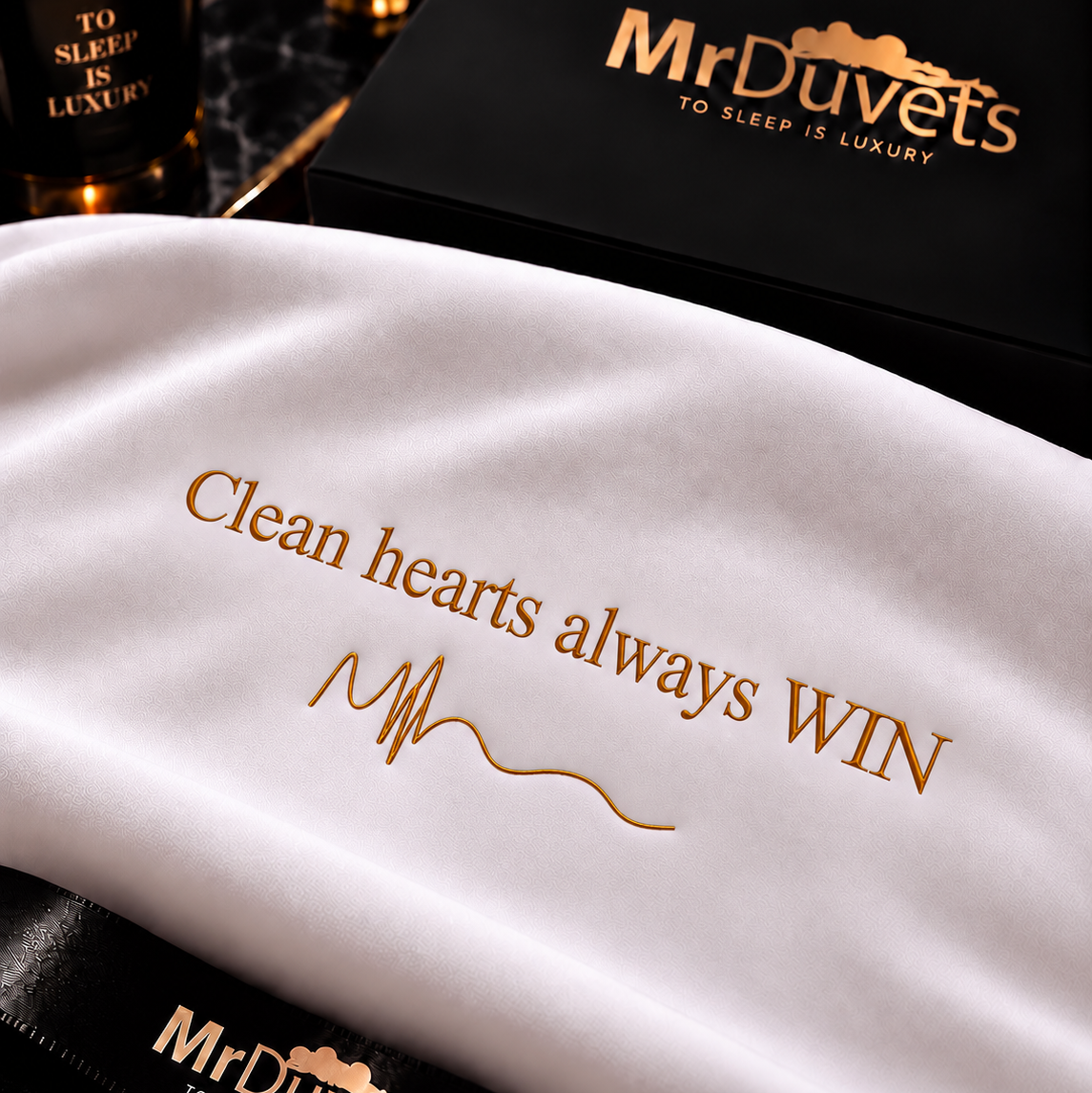 Clean hearts always WIN pillowcase set close up