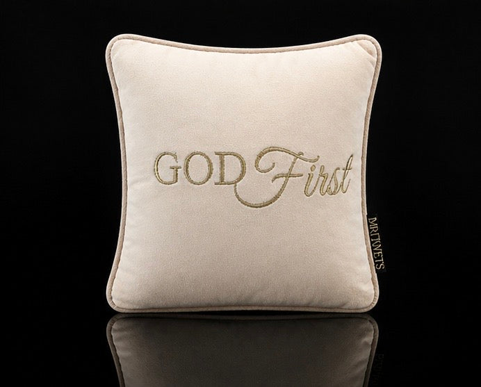 God First Luxury Velvet Mini Cushion lifestyle image  black 