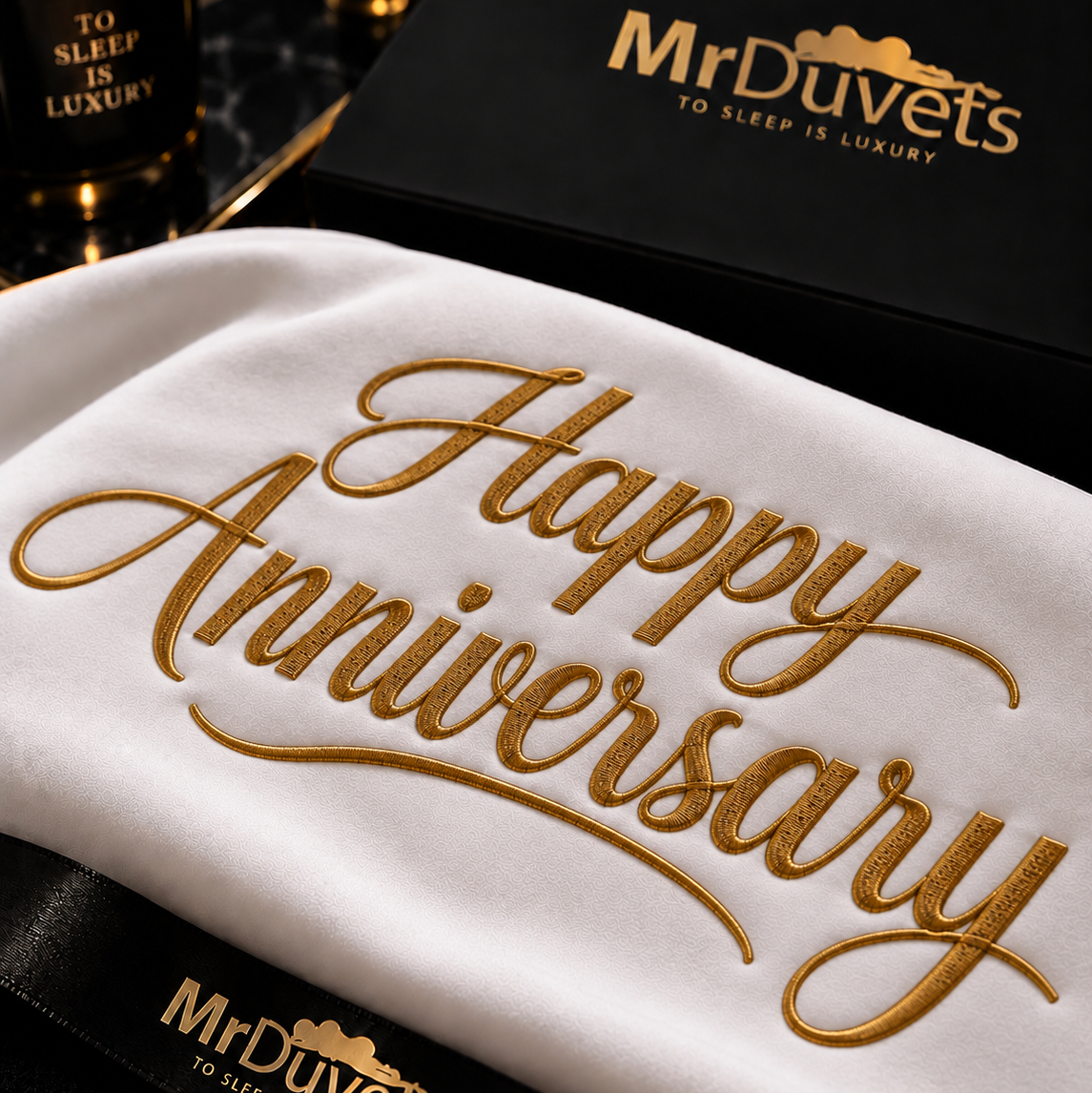 Happy Anniversary Pillowcase Set close up