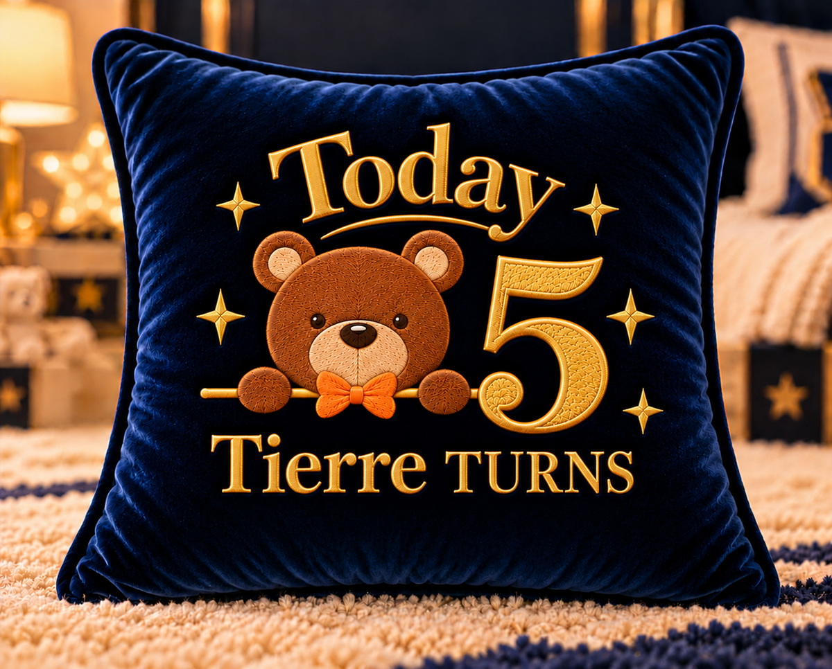 Happy Birthday Age Customised Teddy Bear Cushion