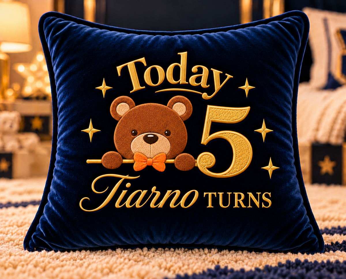 Happy Birthday Age Customised Teddy Bear Cushion 1