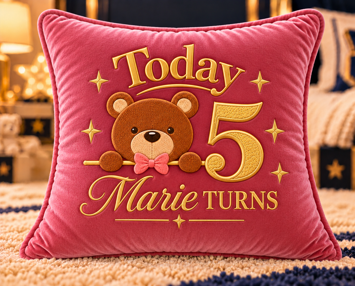 Happy Birthday Age Customised Teddy Bear Cushion 2