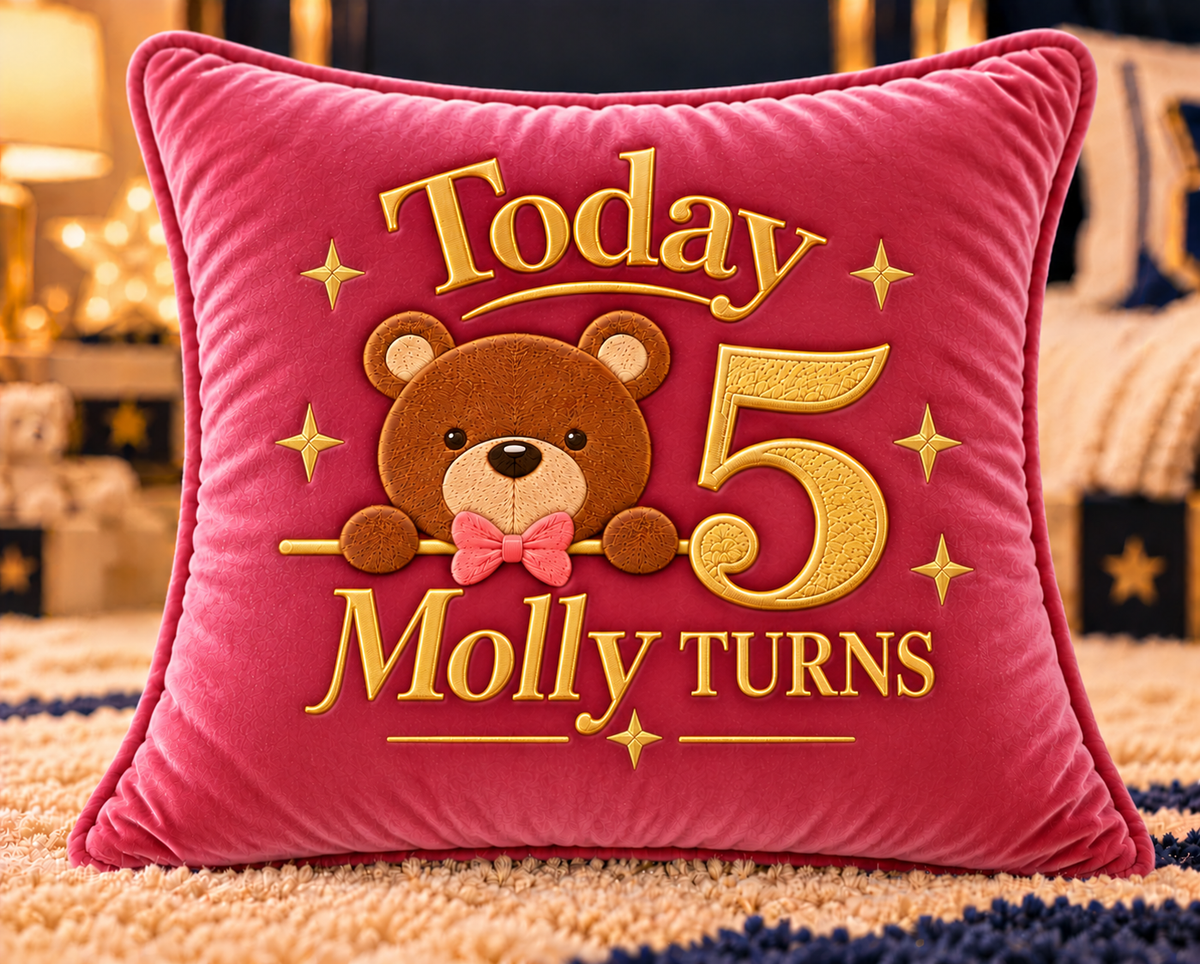 Happy Birthday Age Customised Teddy Bear Cushion 3