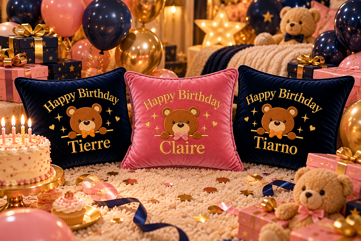 Happy Birthday Customised Teddy Bear Cushion main
