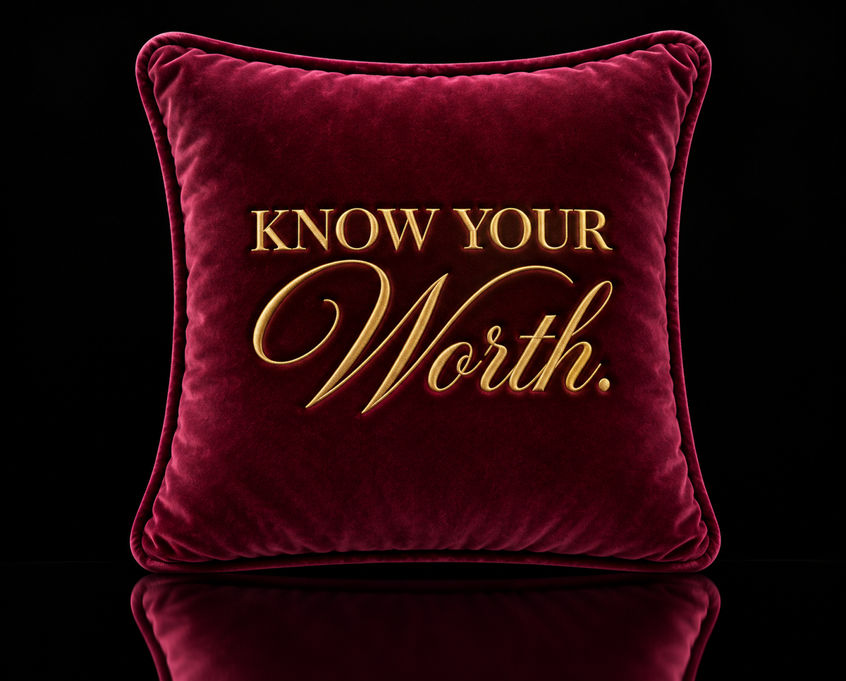 Know Your Worth Signature Mini Velvet Cushion new