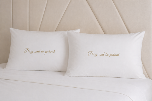 Pray And Be Patient White Luxury Pillowcase Set