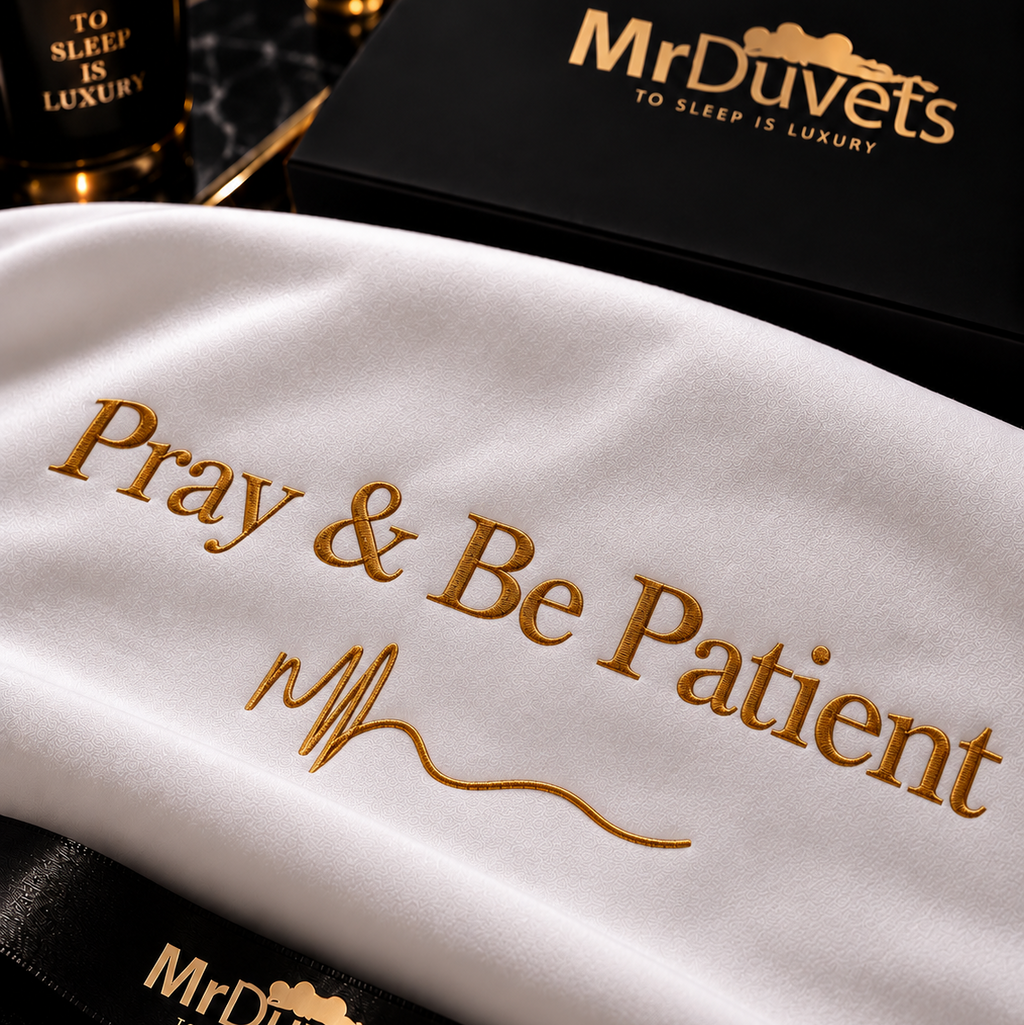 Pray & Be Patient pillowcase set close up