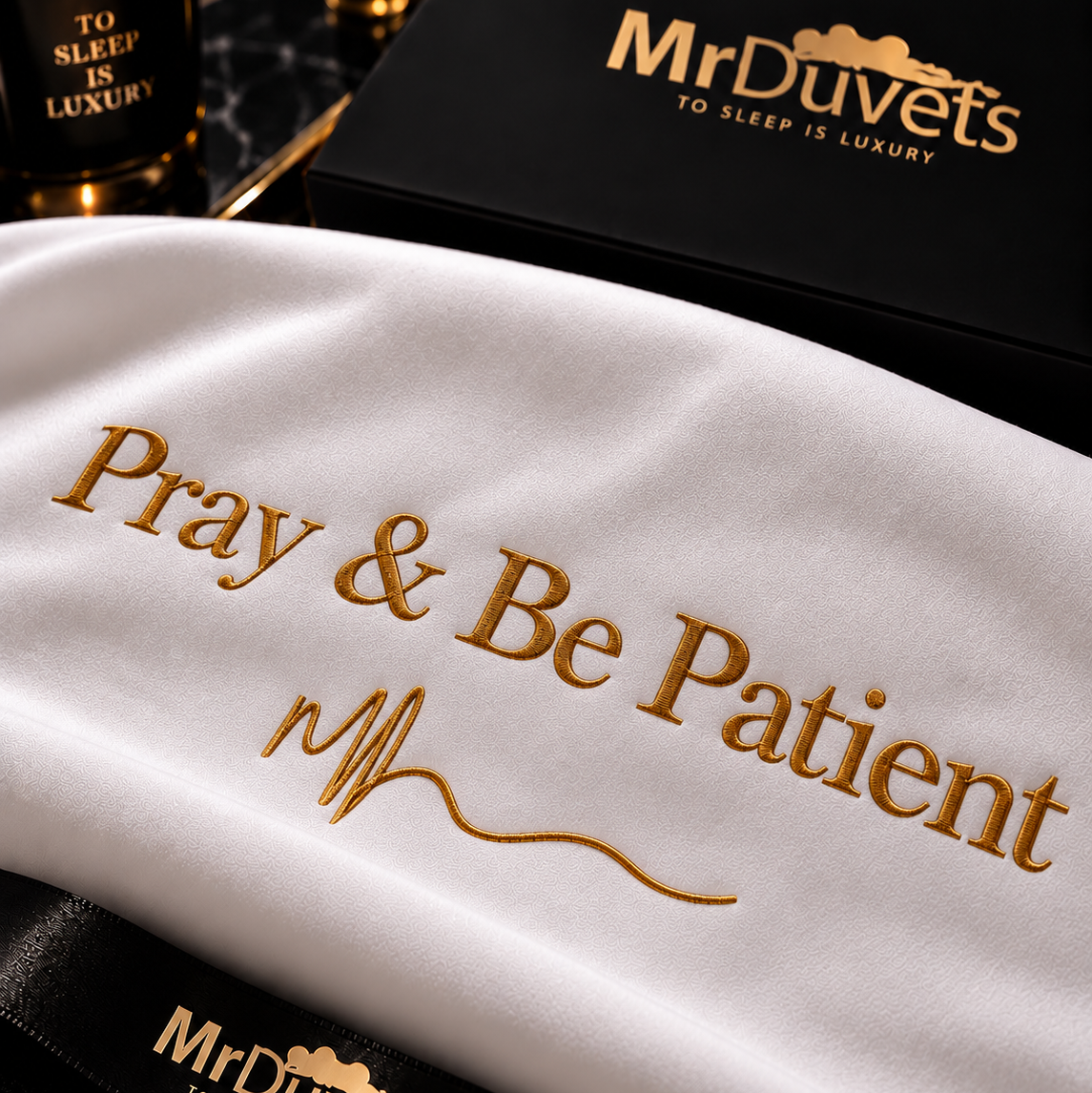Pray & Be Patient pillowcase set close up