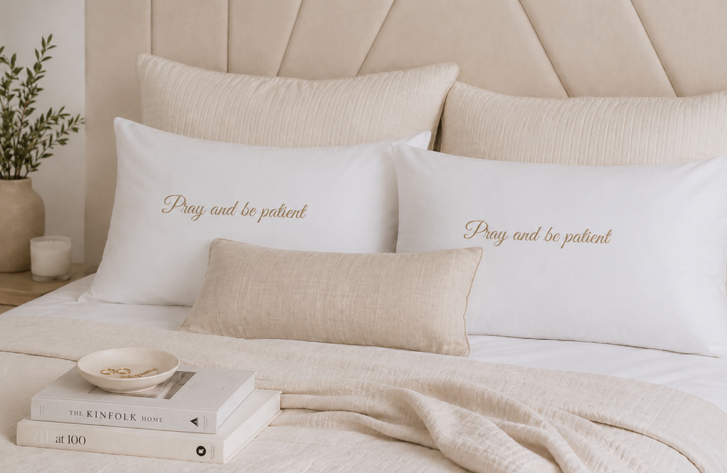 Pray and be patient pillowcase sets main 