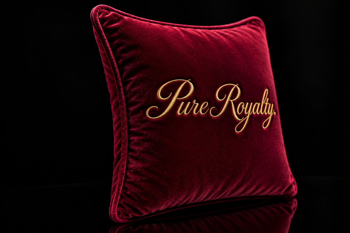 Pure Royalty Signature Mini Velvet Cushion close