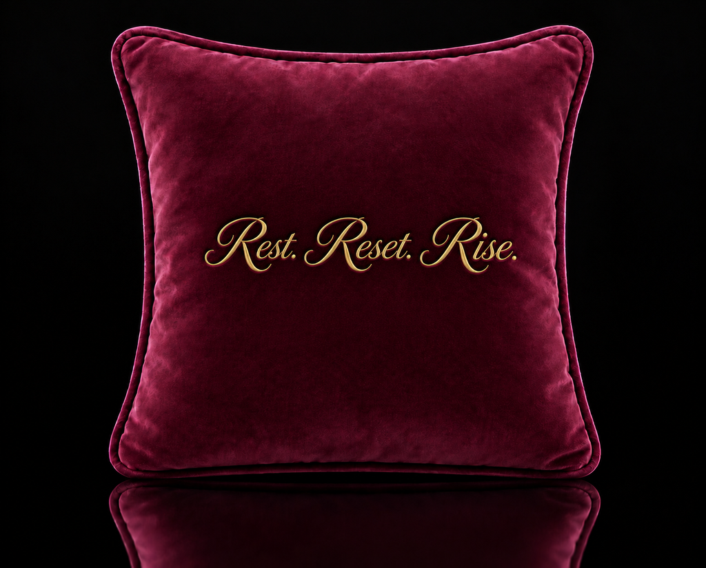 Rest. Reset. Rise. Signature Mini Velvet Cushion