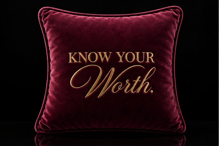 Know Your Worth Signature Mini Velvet Cushion