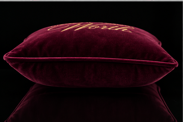 Know Your Worth Signature Mini Velvet Cushion